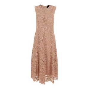 Plain Women Pink Long Dress With All-Over Lace Detail In Cotton Blend Woman